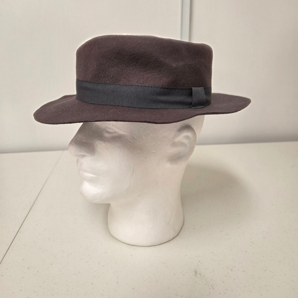 Grillo & C Milano Brown 100% Wool Fedora Hat Made in Italy Size 57